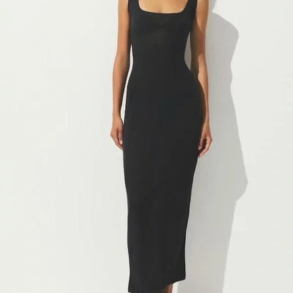 SKIMS THREADBARE COTTON LONG DRESS* SOOT* NWT SIZE SMALL